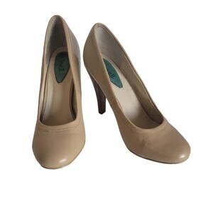 Fitzwell Women's Round Toe Tan Slip On Leather Elegant Pump Heels Size: 8